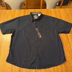 NWT Broken Threads Men's 3X Navy Blue Polka Dot Button Down Shirt 100% Cotton